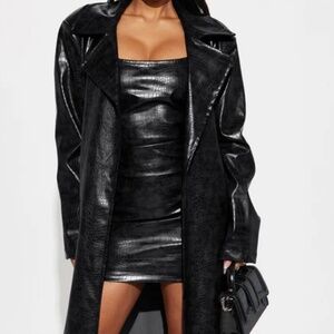 Croc print trench & mini dress set
